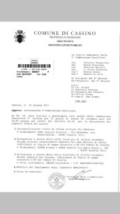Convocazione della Commissione consiliare del Comune di Cassino